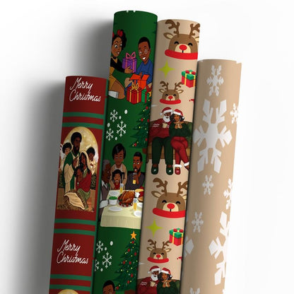 🏆 69K+ SOLD!🔥🤶🏾Home for the Holidays Black Santa Wrapping paper