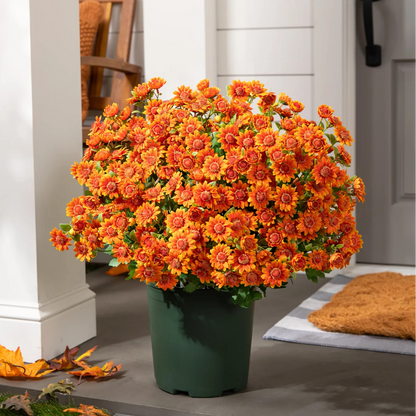 💥 Last Day Each Only $2.99🌼- Artificial Outdoor Sunset Mums Flowers - UV resistant, Waterproof, Windproof
