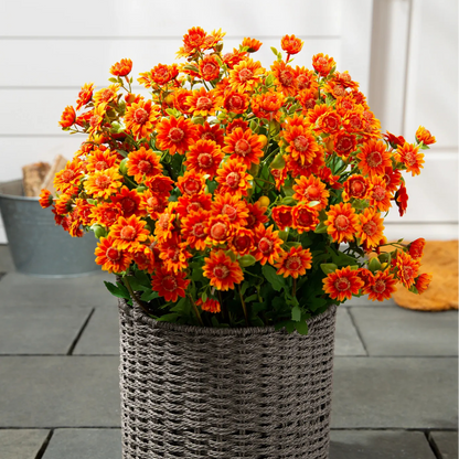 💥 Last Day Each Only $2.99🌼- Artificial Outdoor Sunset Mums Flowers - UV resistant, Waterproof, Windproof