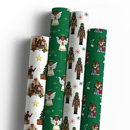 🏆 69K+ SOLD!🔥🤶🏾Home for the Holidays Black Santa Wrapping paper