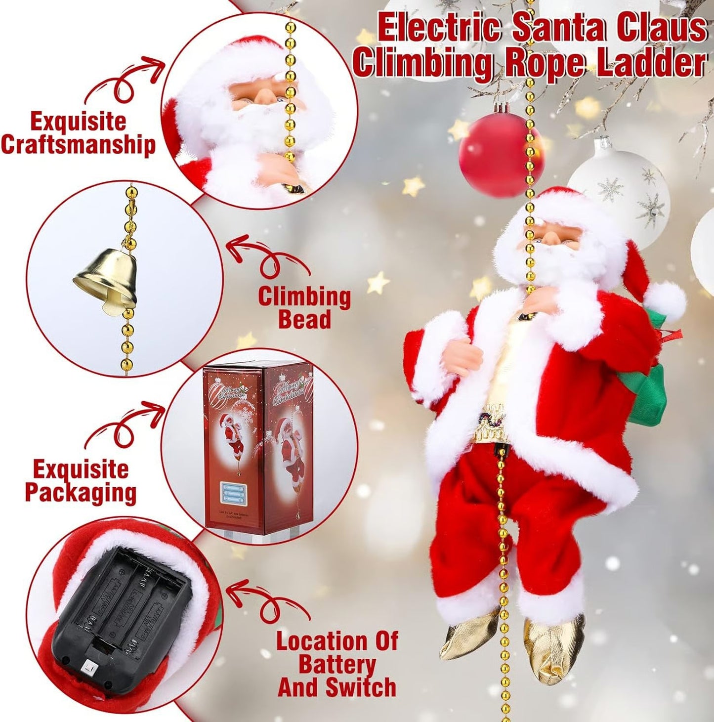 🎅 Early Christmas Sale🎅Electric Climbing Santa With Music