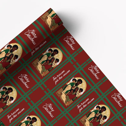 🏆 69K+ SOLD!🔥🤶🏾Home for the Holidays Black Santa Wrapping paper