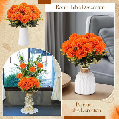 💥 Last Day Each Only $2.99🌼- Artificial Outdoor Sunset Mums Flowers - UV resistant, Waterproof, Windproof