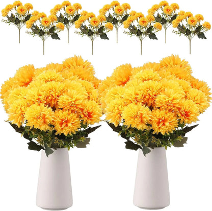 💥 Last Day Each Only $2.99🌼- Artificial Outdoor Sunset Mums Flowers - UV resistant, Waterproof, Windproof